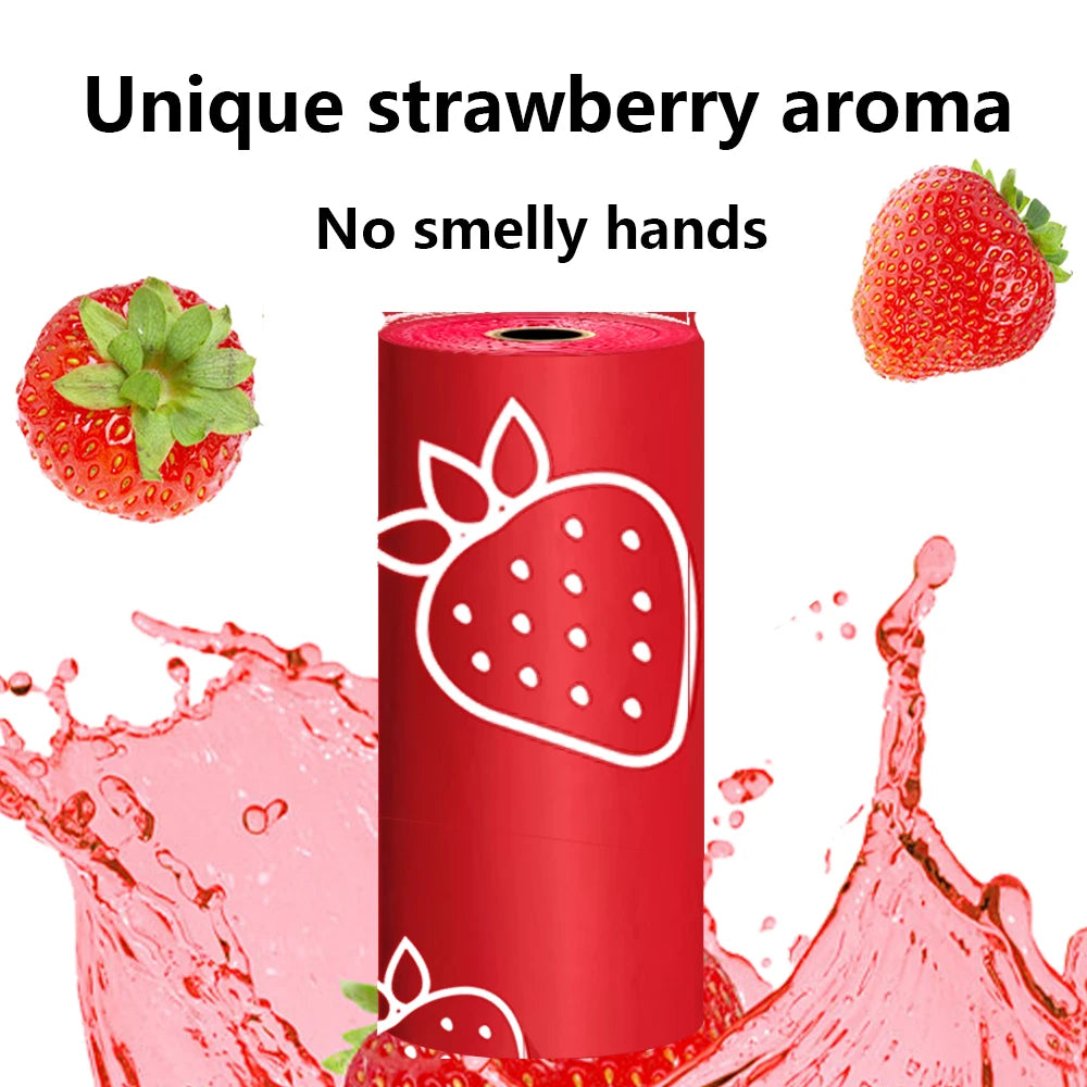 strawberry scented dog poop bags photodegradable