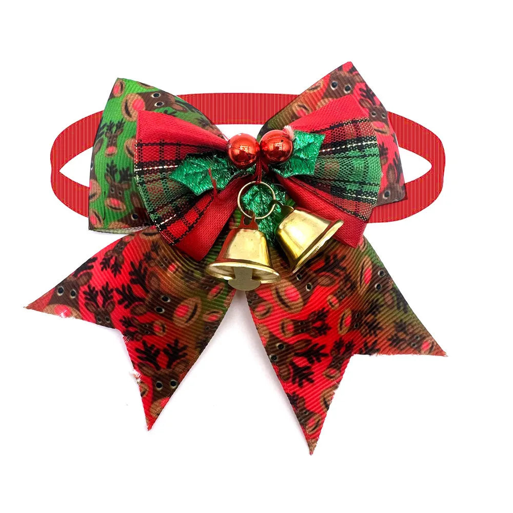 50pcs Christmas Dog Bowtie Snowman Christmas Tree