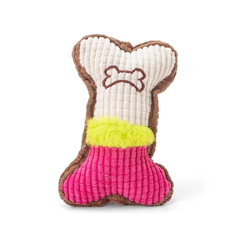 1PC Plush Dog Squeaky Toy Bone Chew Toy