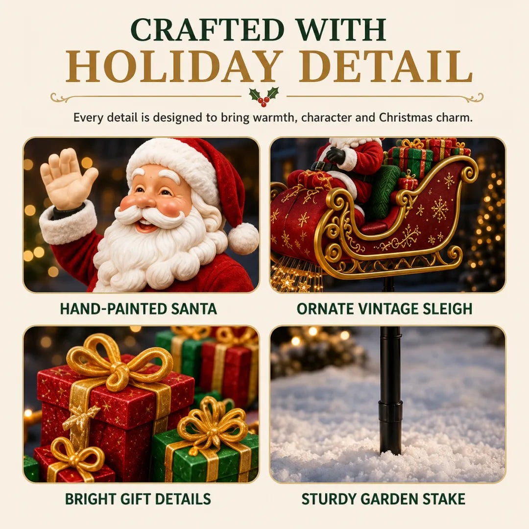 2026 New Santa’s Flying Sleigh Gift Cascade – Solar Christmas Garden Light