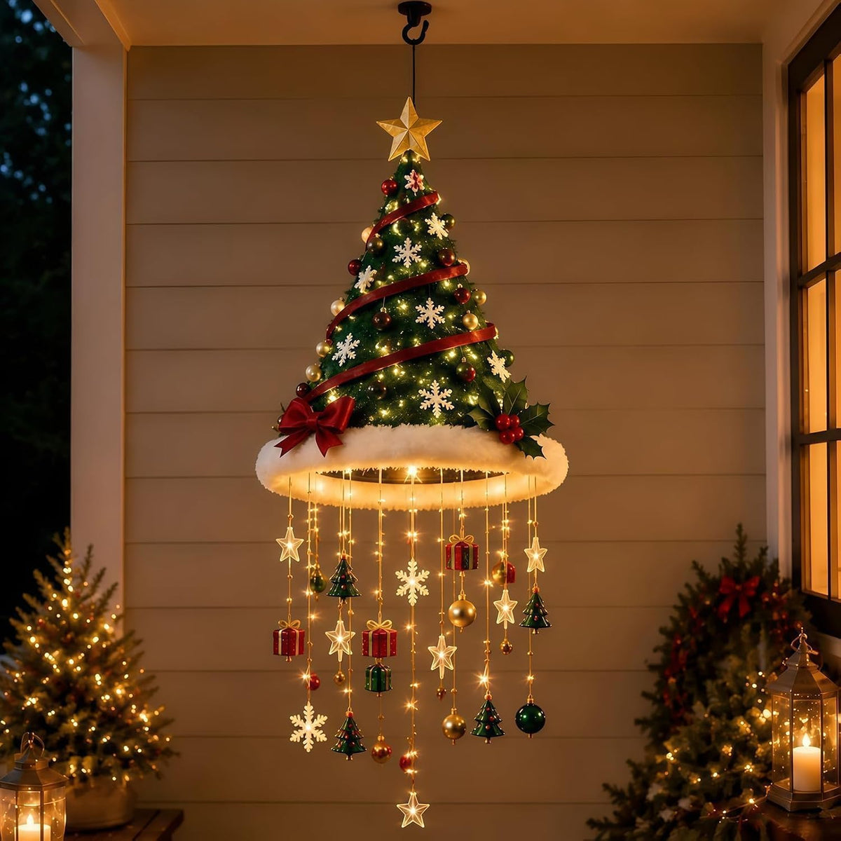 Lighted Santa Hat Hanging Chandelier