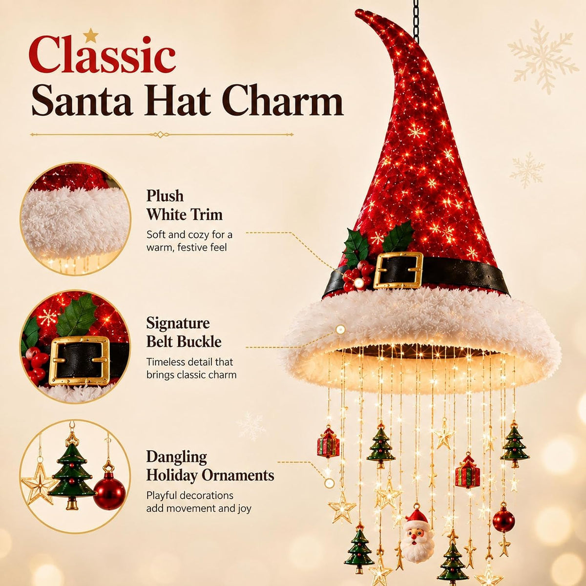 Lighted Santa Hat Hanging Chandelier