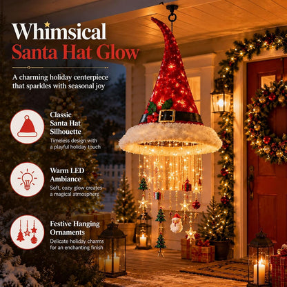 Lighted Santa Hat Hanging Chandelier