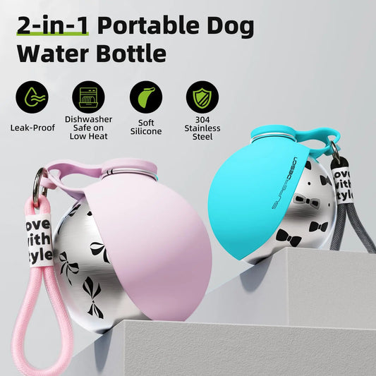 2‑in‑1 Portable Dog Water Bottle for Small Dogs