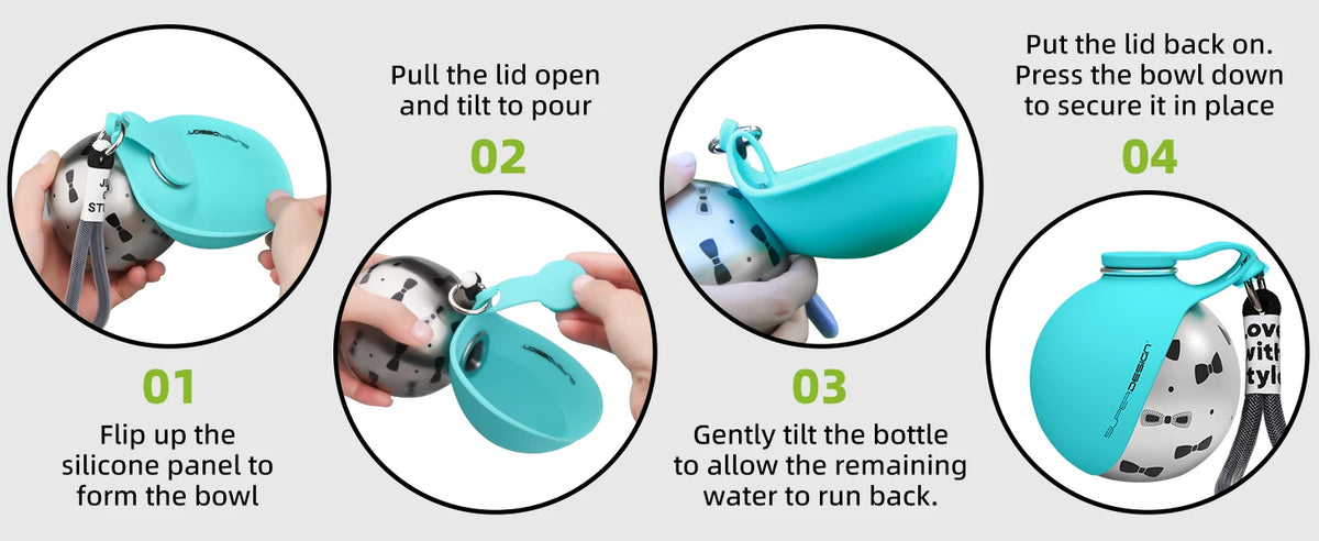2‑in‑1 Portable Dog Water Bottle for Small Dogs
