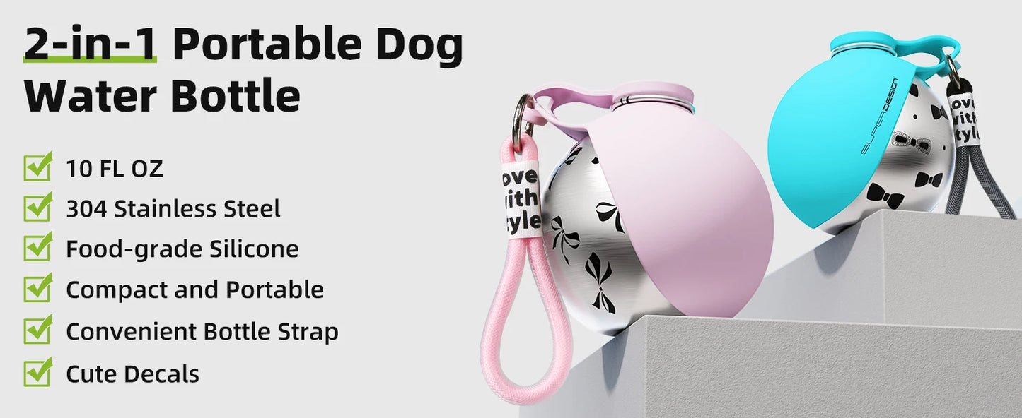 2‑in‑1 Portable Dog Water Bottle for Small Dogs