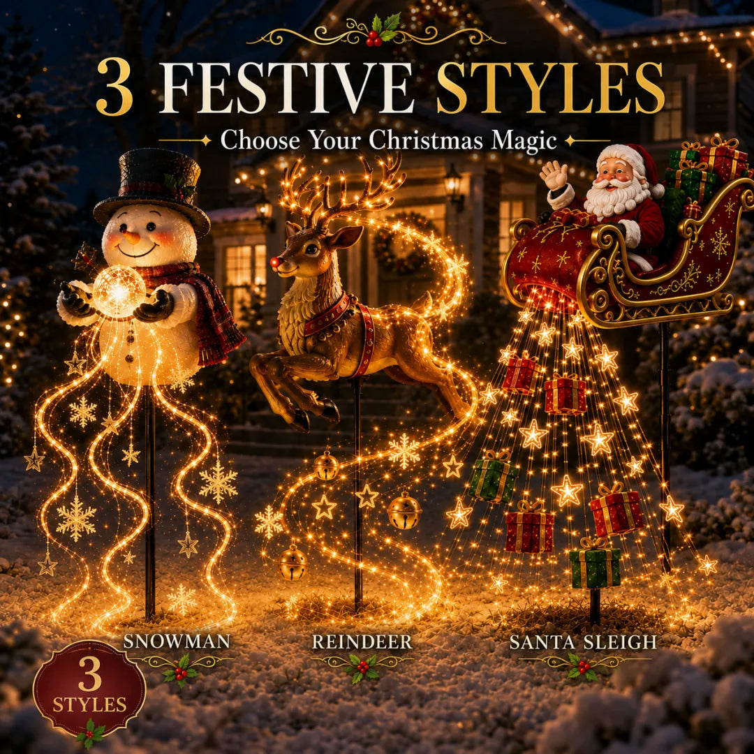 2026 New Santa’s Flying Sleigh Gift Cascade – Solar Christmas Garden Light