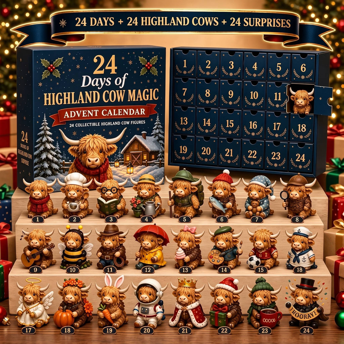 24 Days of Highland Cow Magic Advent Calendar