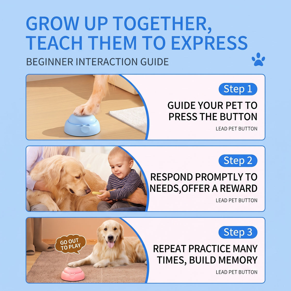 "TalkPaws" Recordable Pet Communication Buttons