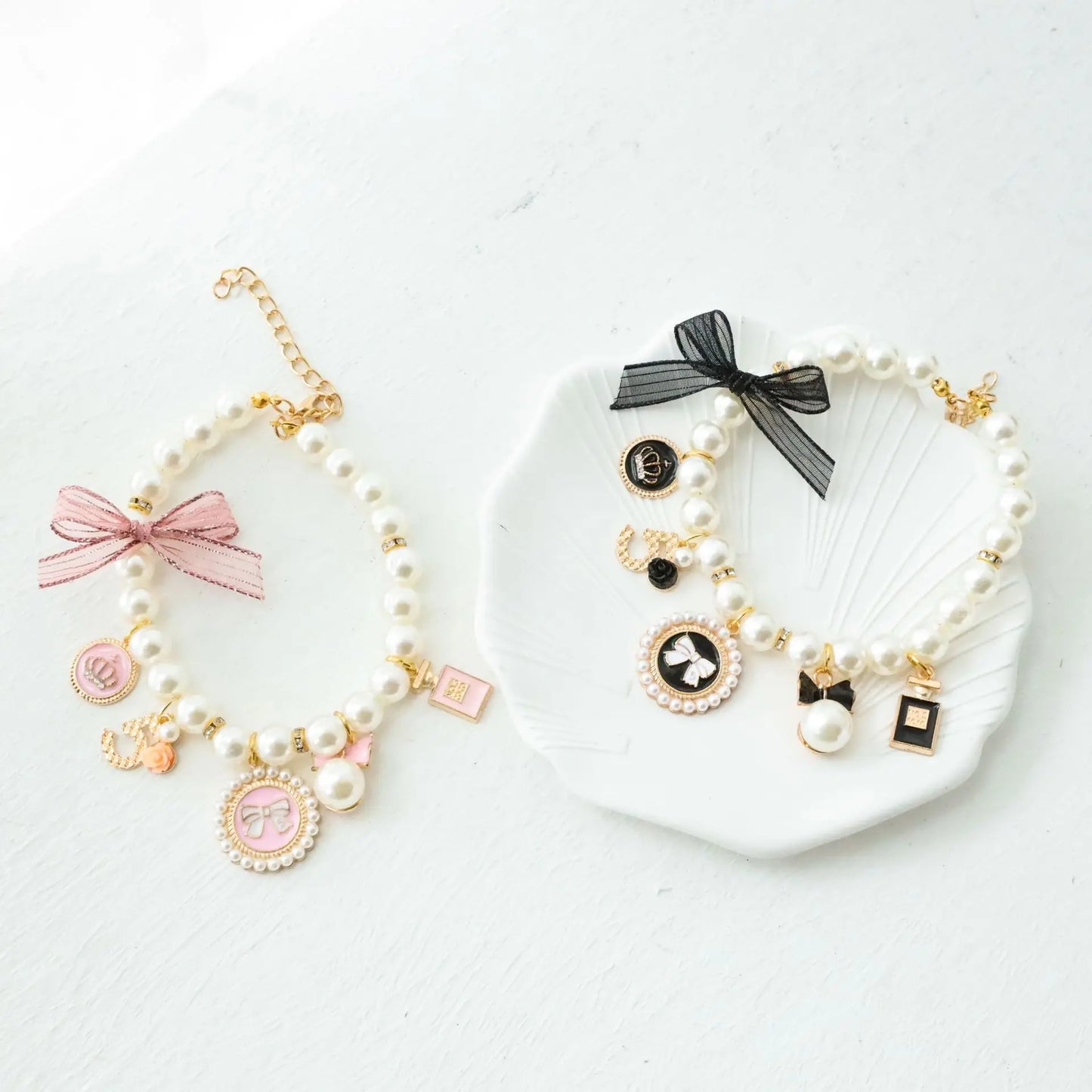 Pet Bow Pearl Collar Cat Jewelry Pendant