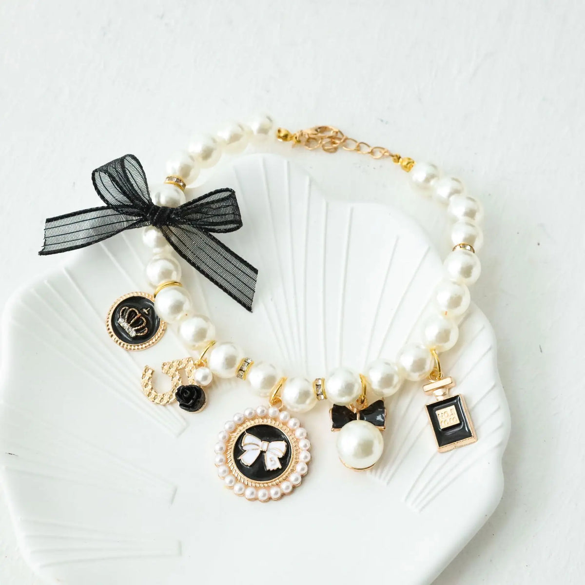 Pet Bow Pearl Collar Cat Jewelry Pendant