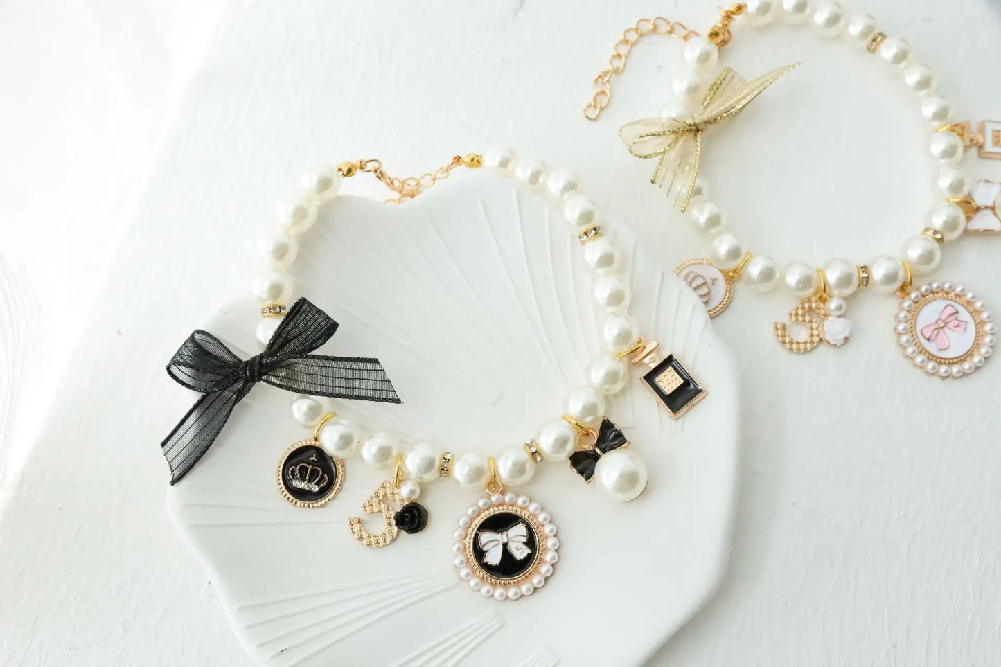 Pet Bow Pearl Collar Cat Jewelry Pendant