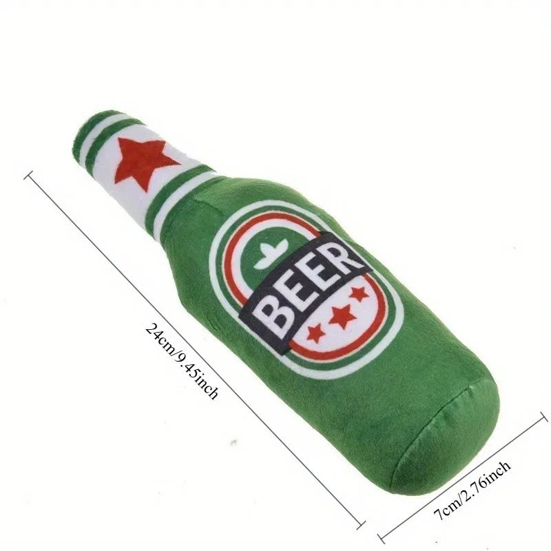 1Pc Realistic Beer Bottle Shaped Squeaky Dog Toy