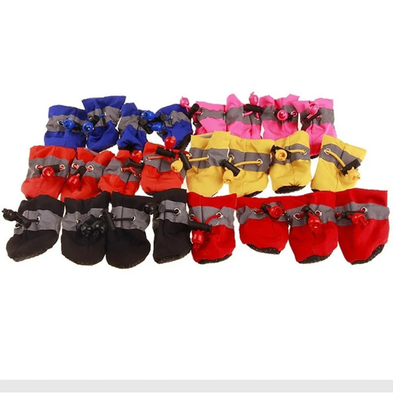 4pcs/set Waterproof Pet Dog Shoes  Anti-slip Rain Boots