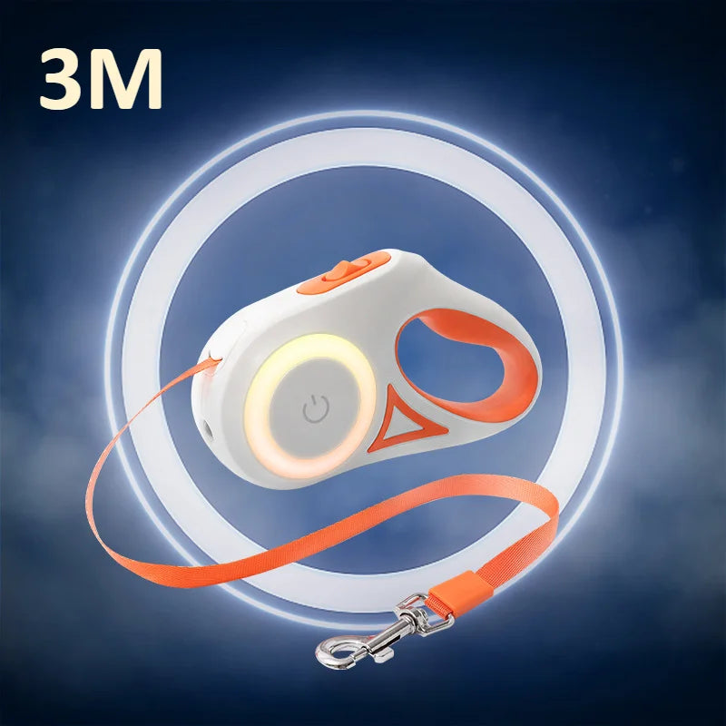 3/5M Automatic Retractable Dog Leash with LED