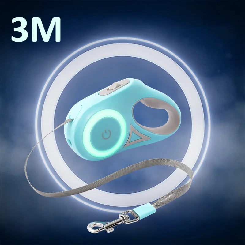 3/5M Automatic Retractable Dog Leash with LED