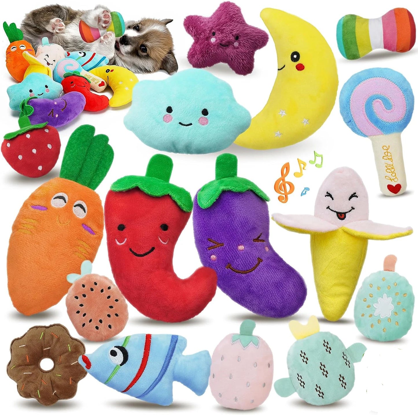 1PC Puppy Dog Plush Squeaky Toys