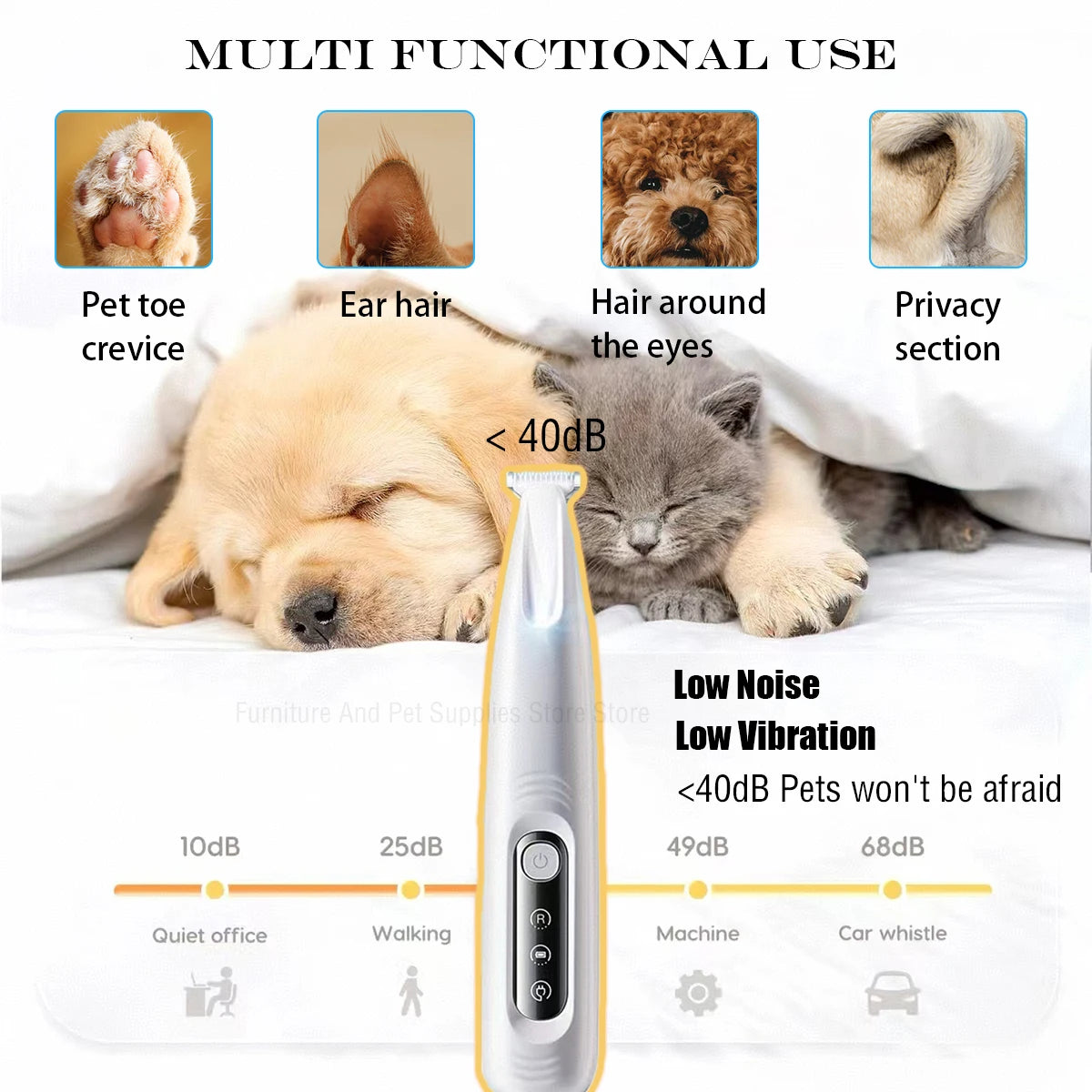 New Dog Paw Trimmer with LED Light Waterproof