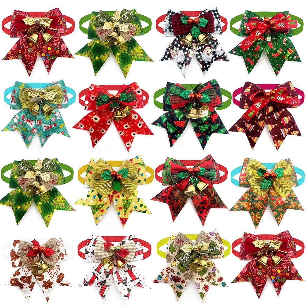 50pcs Christmas Dog Bowtie Snowman Christmas Tree
