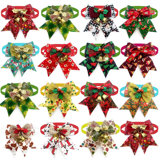 50pcs Christmas Dog Bowtie Snowman Christmas Tree