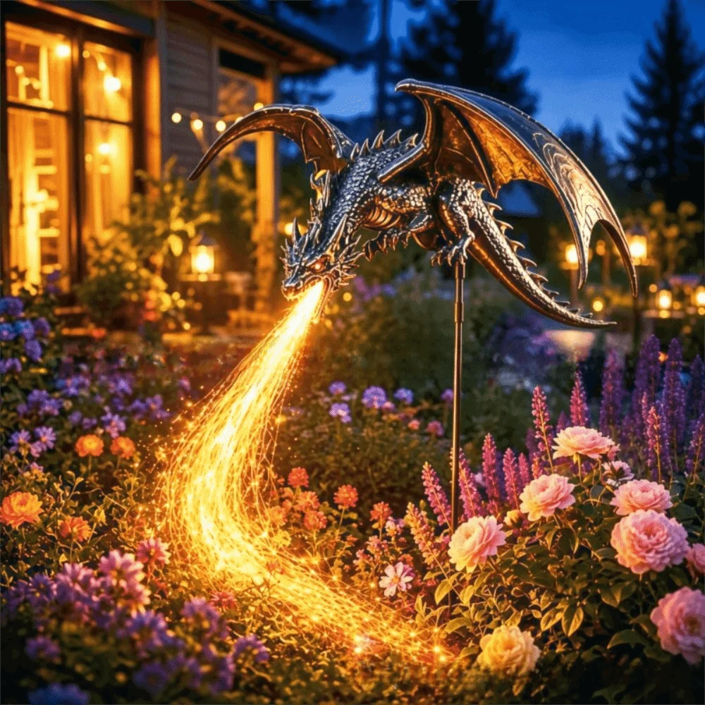 Solar Fire Garden Lamp Dragon Fire Design Waterproof