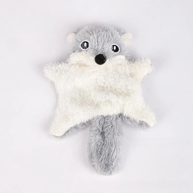 Durable Squeaky Plush Flying Squirrel Cat Toy