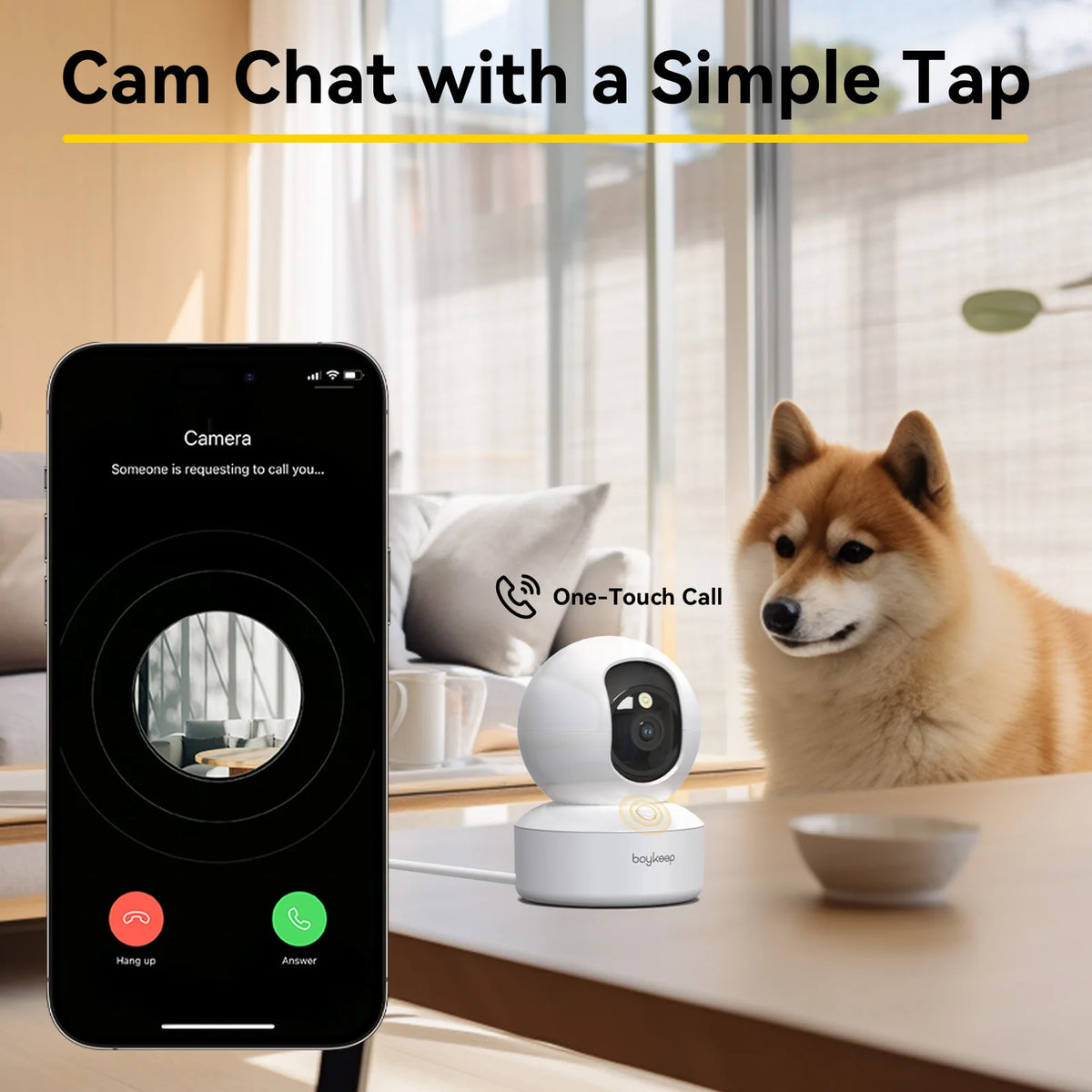 Boykeep 2K Pet Dog Camera with Phone App, 5G/2.4GHz WiFi