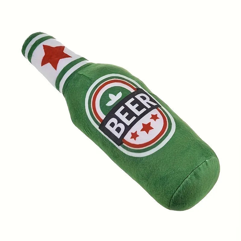 1Pc Realistic Beer Bottle Shaped Squeaky Dog Toy