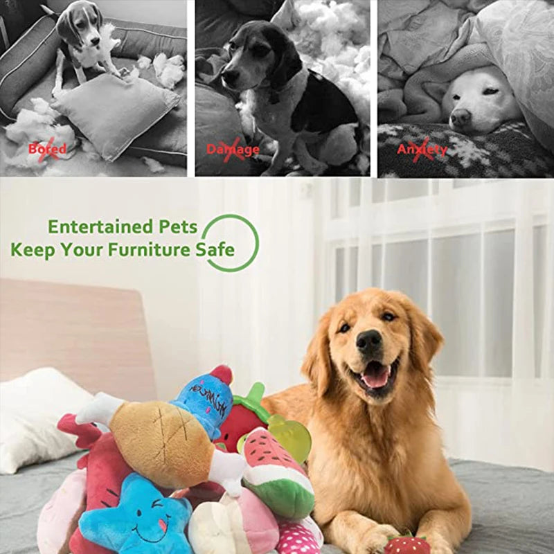 1PC Puppy Dog Plush Squeaky Toys