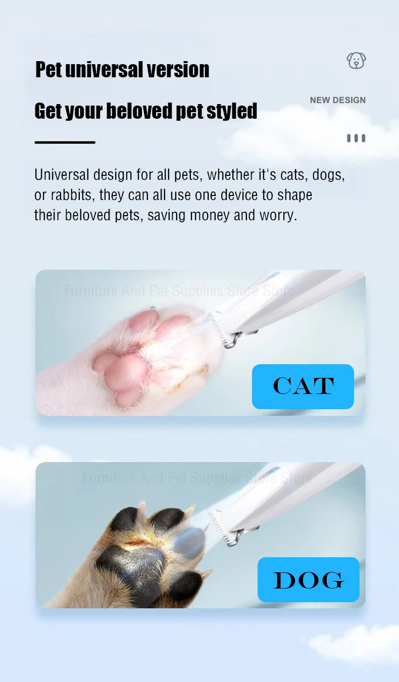 New Dog Paw Trimmer with LED Light Waterproof