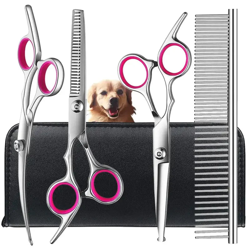 4pcs Pet Safe Scissors - Ambidextrous Stainless Steel Dog