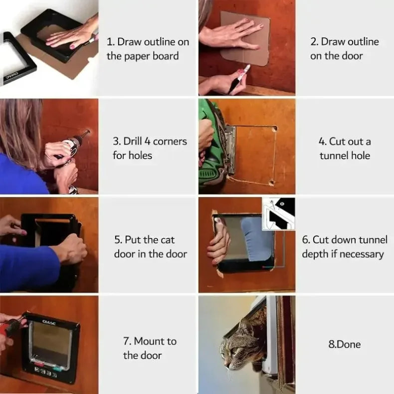 Cat Dog Door Flap Extra with 4 Way Locking Security Flap