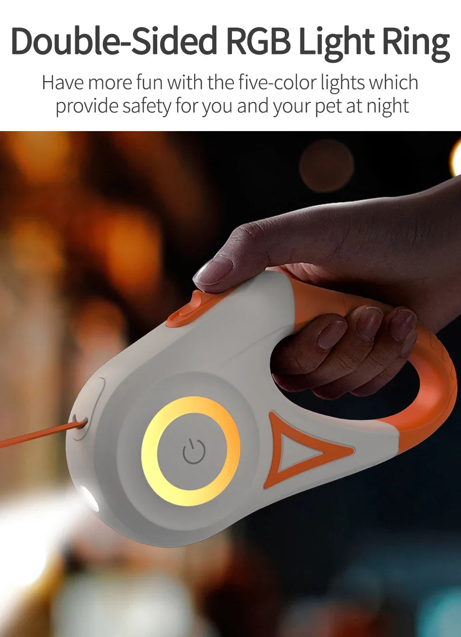 3/5M Automatic Retractable Dog Leash with LED