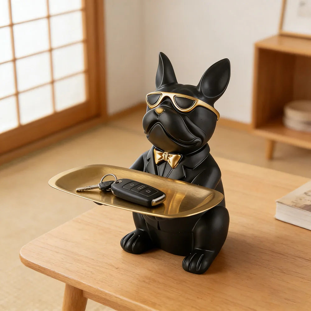 Creative Bulldog Tray Animal Statue