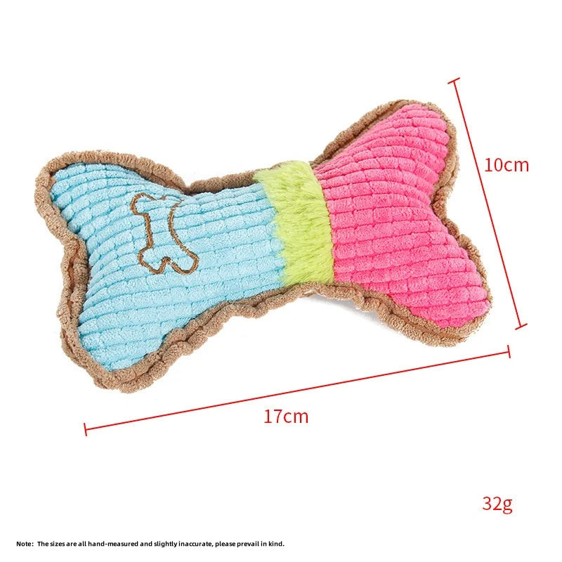 1PC Plush Dog Squeaky Toy Bone Chew Toy