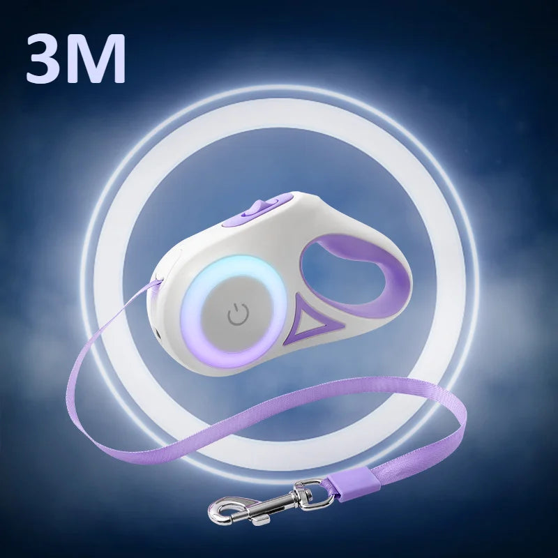 3/5M Automatic Retractable Dog Leash with LED