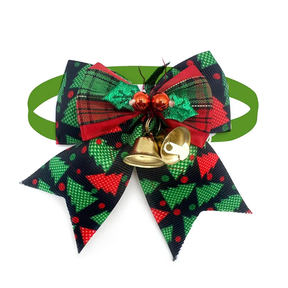 50pcs Christmas Dog Bowtie Snowman Christmas Tree