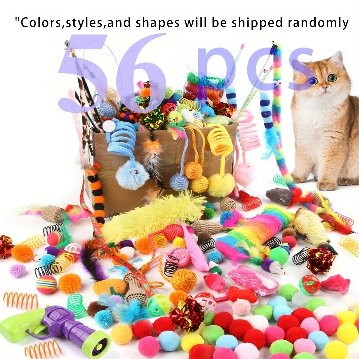 56pcs/28pcs/14pcs Cat Toys Mixed Pack