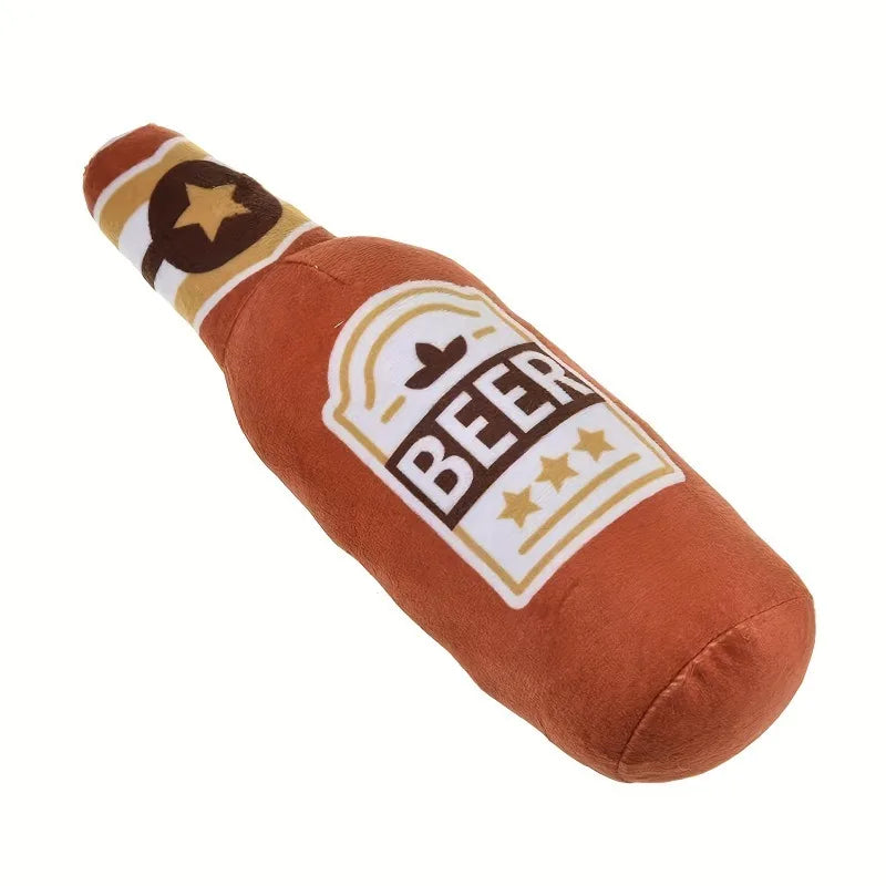 1Pc Realistic Beer Bottle Shaped Squeaky Dog Toy