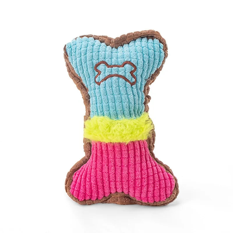 1PC Plush Dog Squeaky Toy Bone Chew Toy