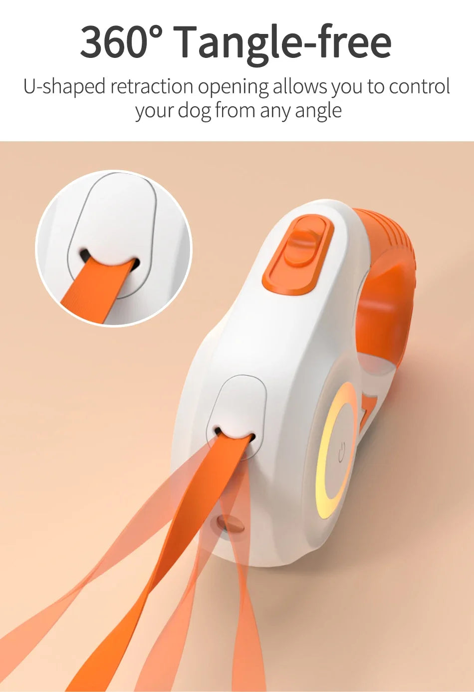 3/5M Automatic Retractable Dog Leash with LED