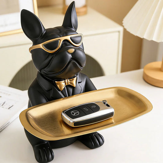 Creative Bulldog Tray Animal Statue
