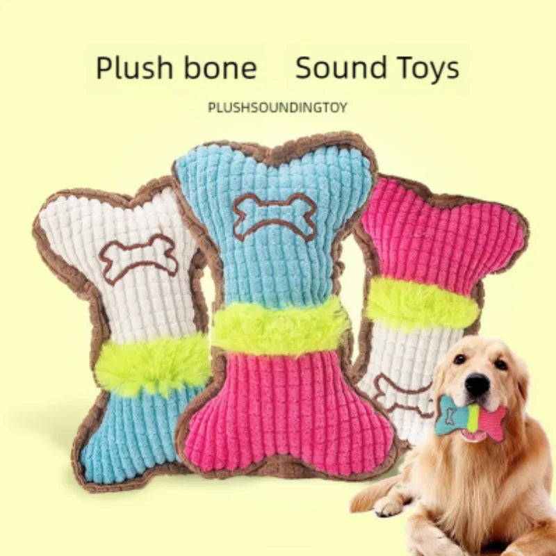 1PC Plush Dog Squeaky Toy Bone Chew Toy