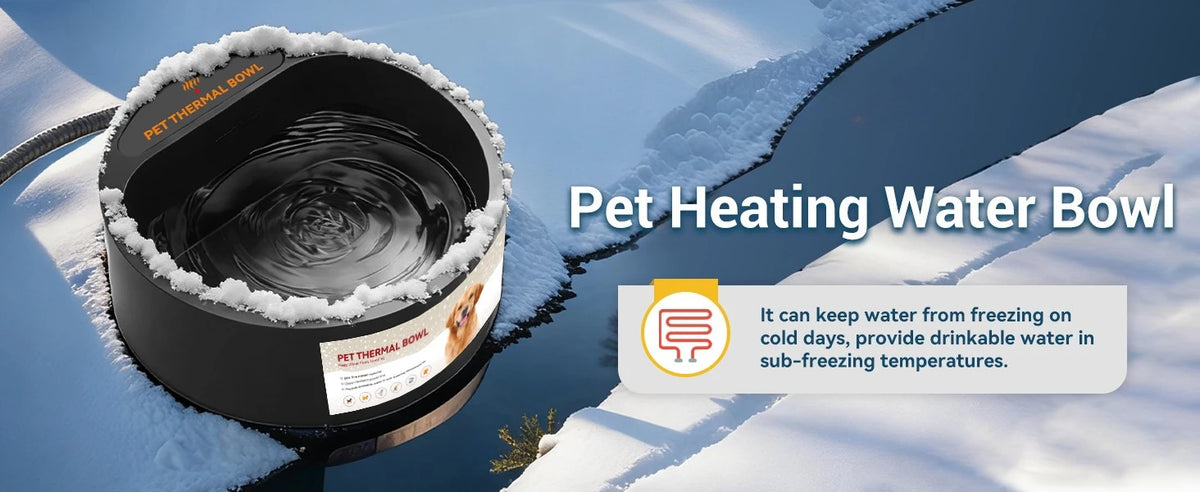 Outdoor Heated Water Bowl for Dogs Cats 2.2L Winter Heating