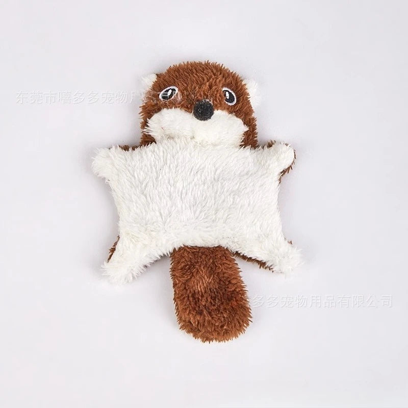 Durable Squeaky Plush Flying Squirrel Cat Toy