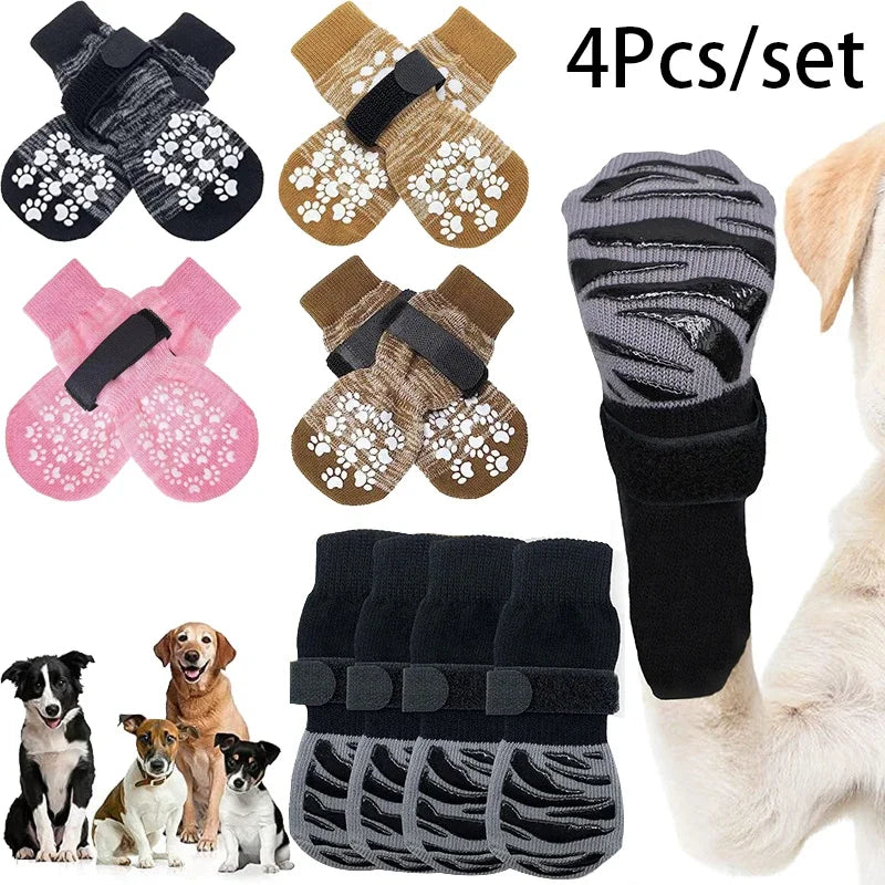 4Pcs/ set Anti Slip Dog Socks