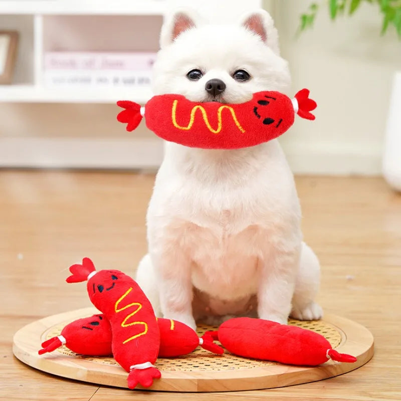 Dog Sound Plush Toy Hot Dog Chewing