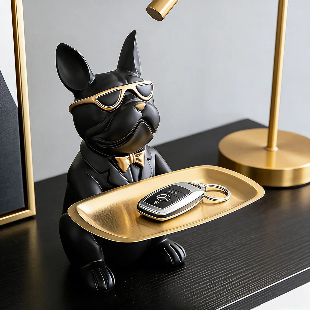 Creative Bulldog Tray Animal Statue
