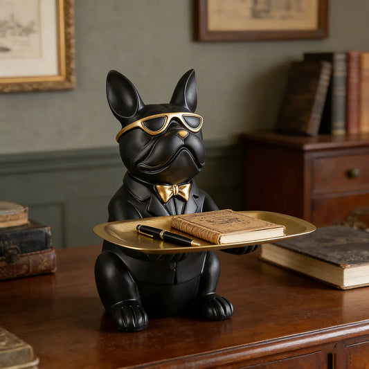 Creative Bulldog Tray Animal Statue