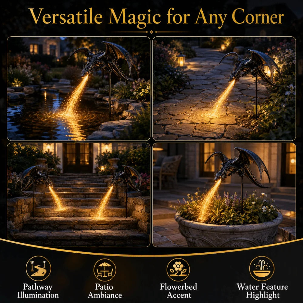 Solar Fire Garden Lamp Dragon Fire Design Waterproof